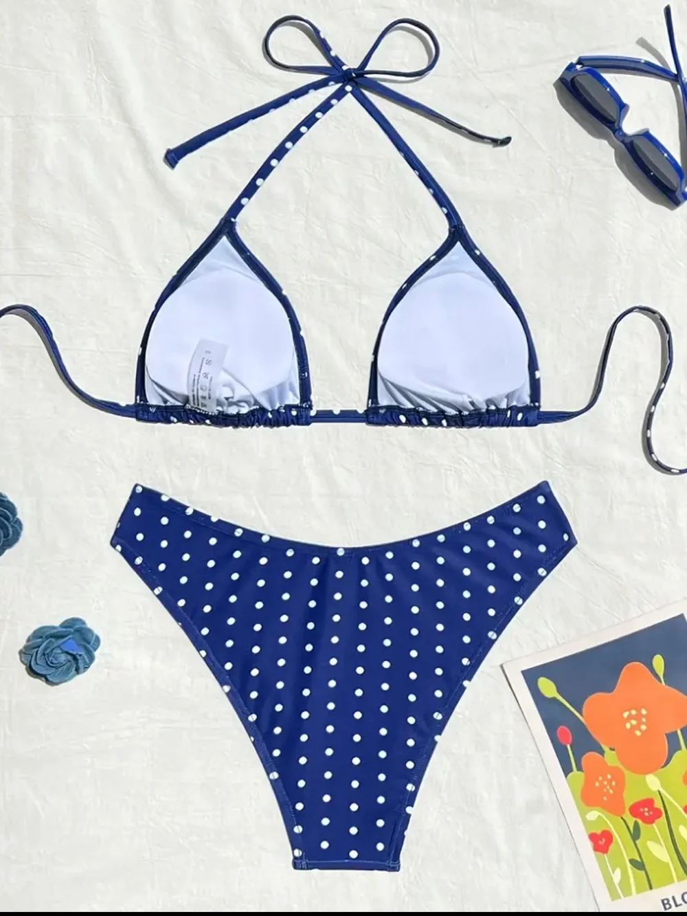 Navy Blue & White, Polka Dot, Bikini Set